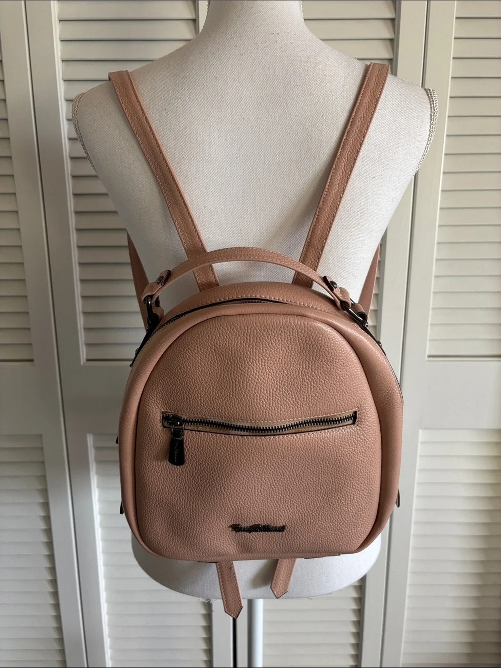 Tony Bellucci Blush Pink Pebbled Backpack Bag Purse Travel 10 x 9.5 x 2.5